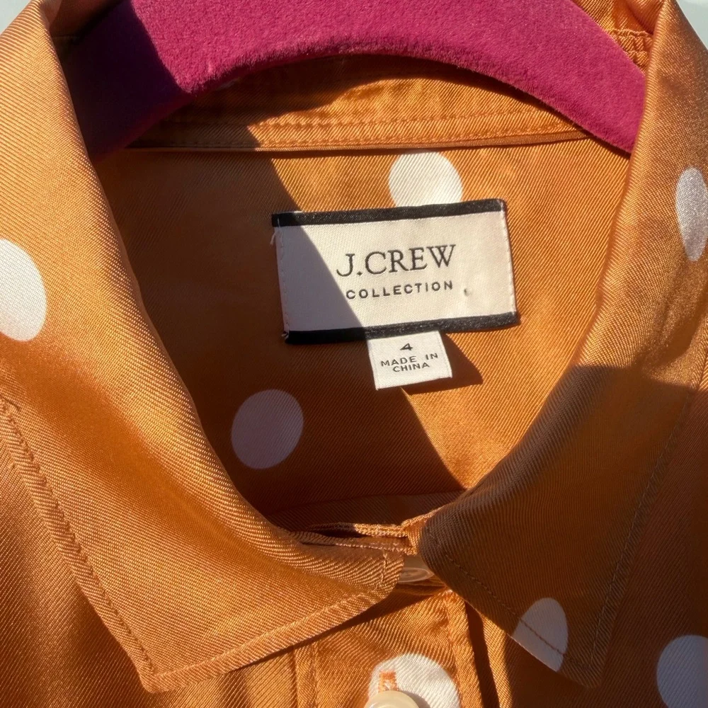 J crew polka dot silk blouse button down sz 4 - Picture 4 of 5